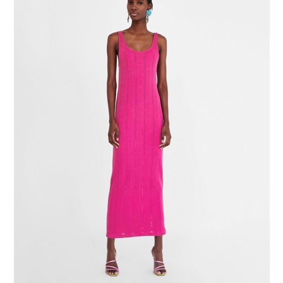 zara long pink dress